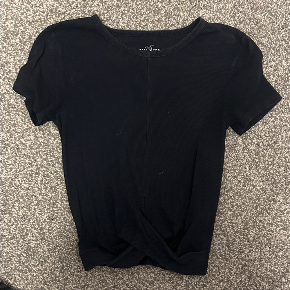 Hollister Black Twist-Front Short Sleeve Tee